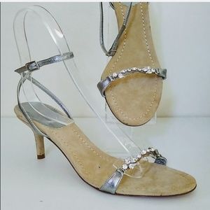 J. Crew sandal heel silver rhinestone shoe